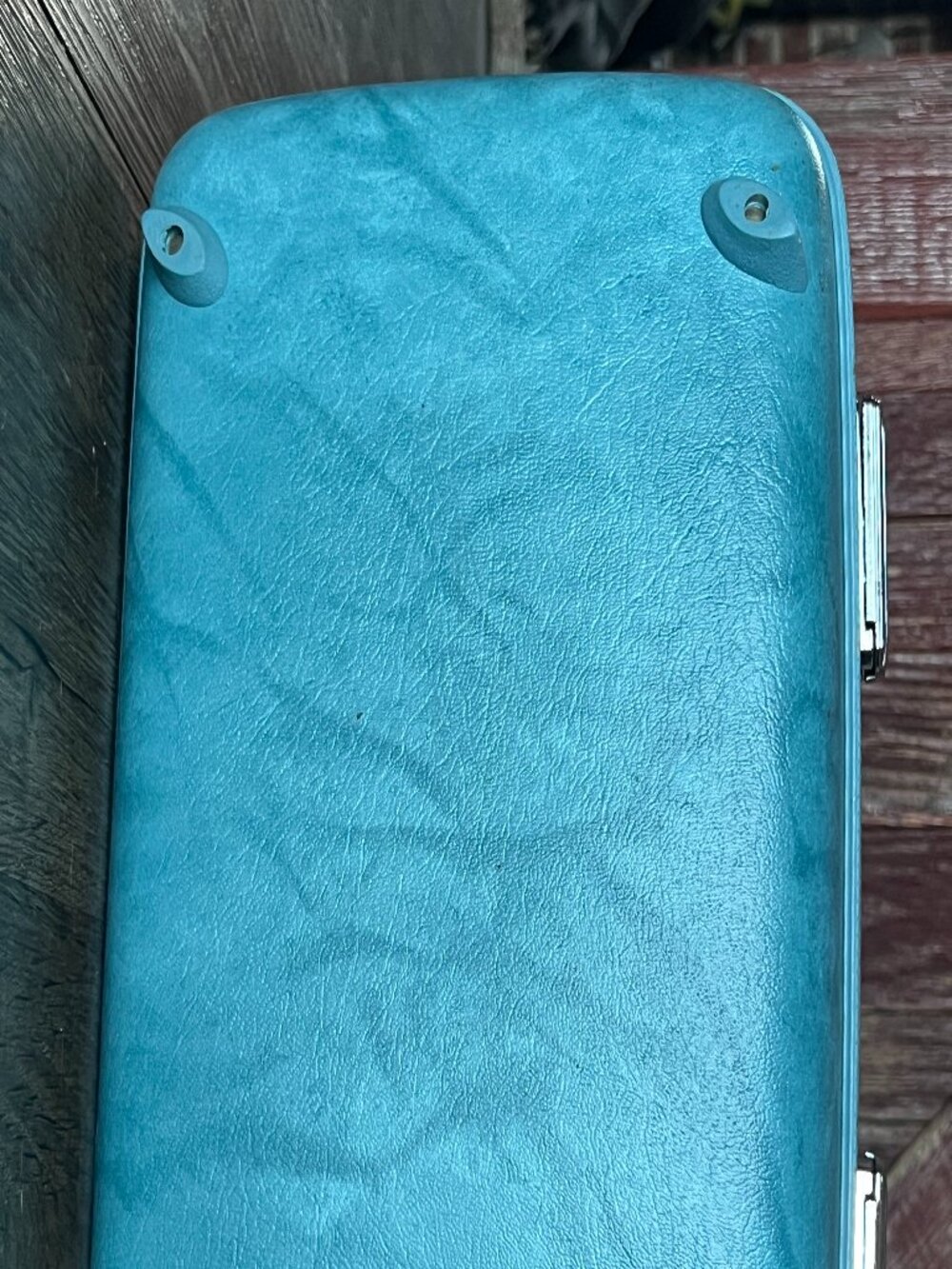 Vintage American Tourister Train Case Turquoise Blue Hard Shell Cosmetic Luggage - Picture 3 of 10